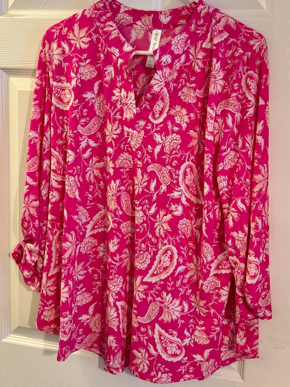 Women's Bright Pink Paisley Floral Top - Picture 1 of 6
